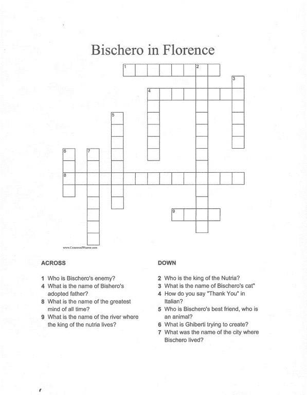 Florence Crossword Puzzle Bischero in Florence Book 1